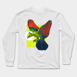 green bird flying Long Sleeve T-Shirt